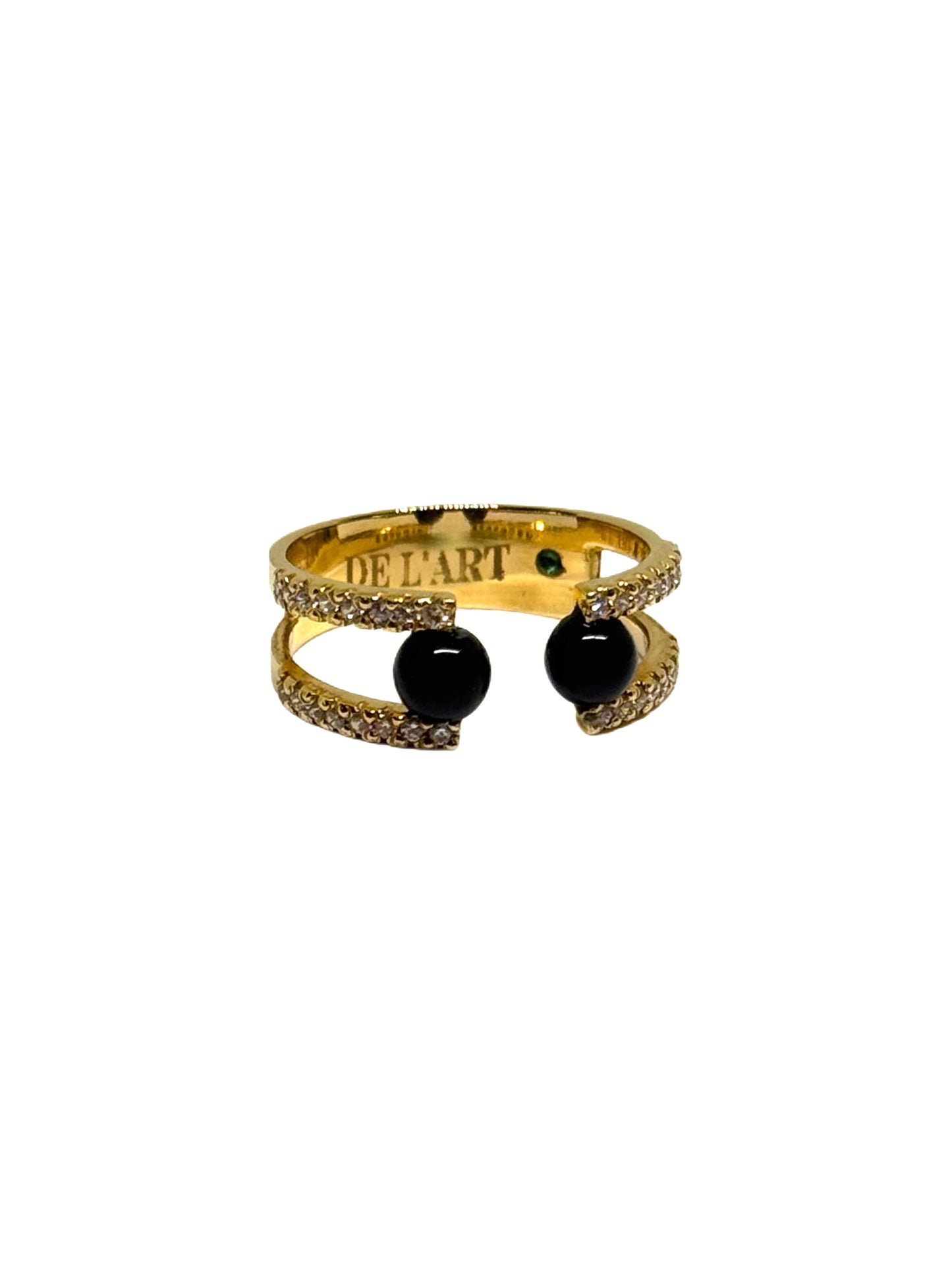 L’Univers De L’art - Custom 18k Gold Onyx Stones & Diamond Ring