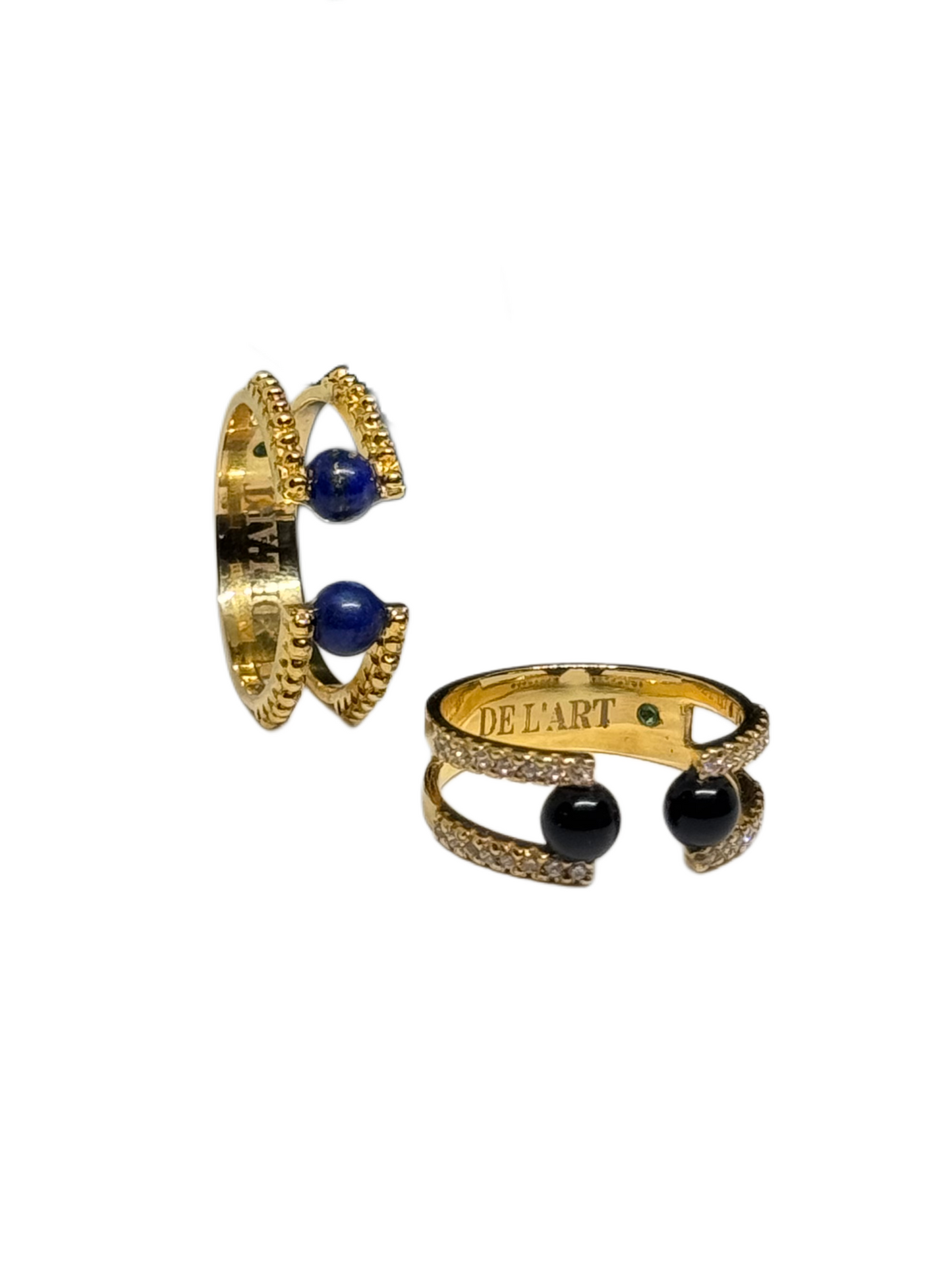 L’Univers De L’art - Custom 18k Gold Onyx Stones & Diamond Ring