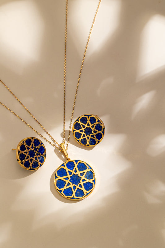 Arabie Earrings 18k Gold with Lapis Lazuli