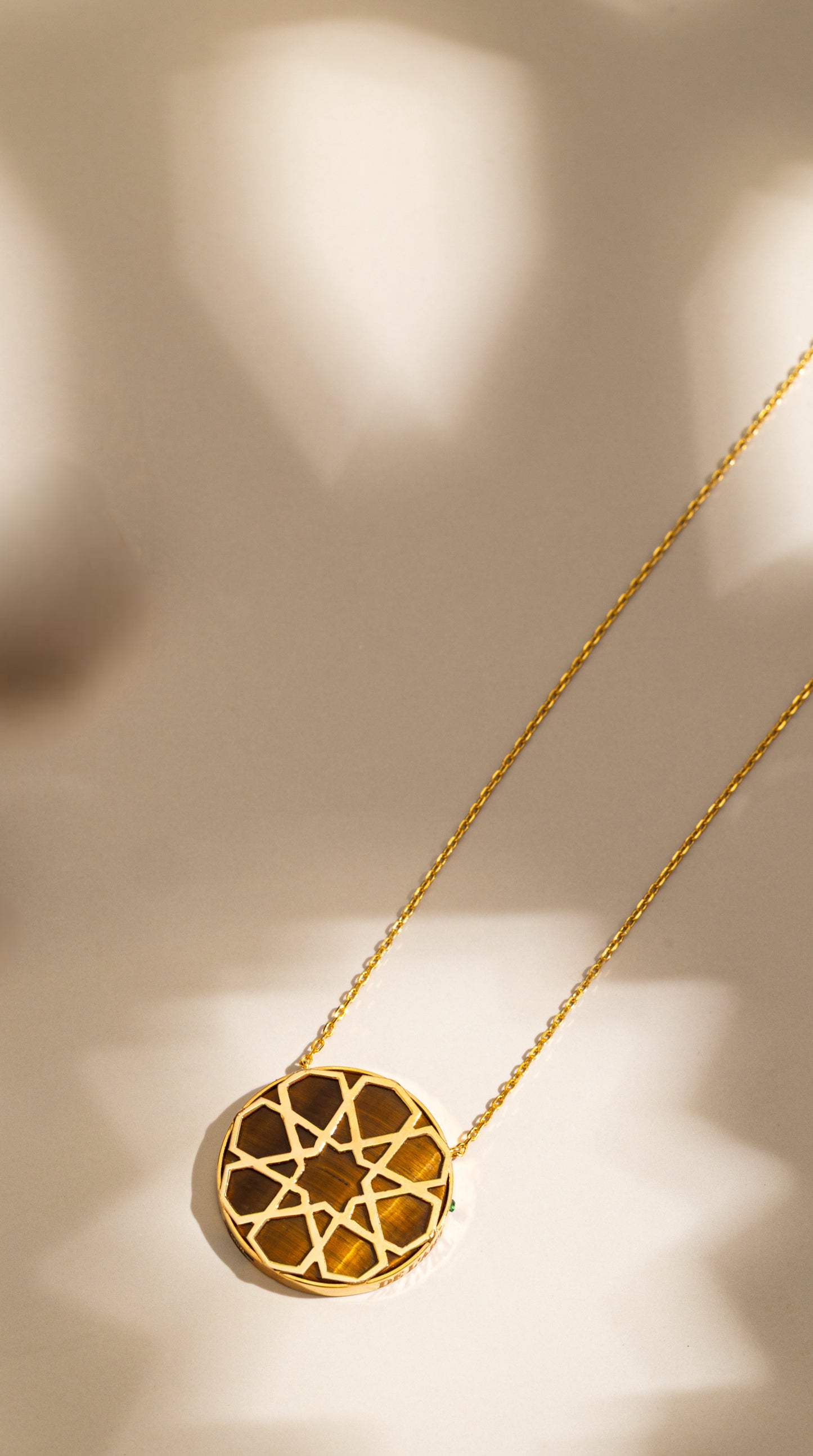 Arabie Necklace crafted in 18k yellow gold with natural Tiger Eye stone