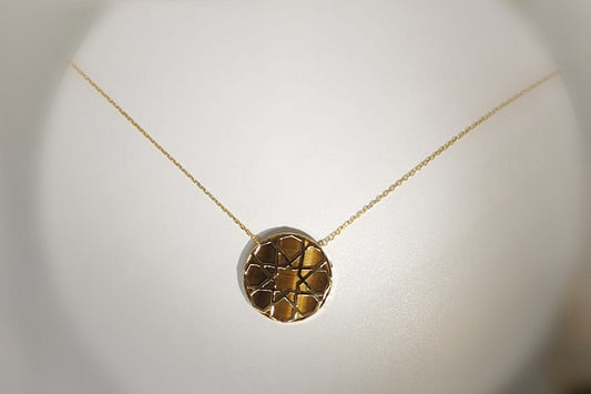 Arabie Necklace crafted in 18k yellow gold with natural Tiger Eye stone