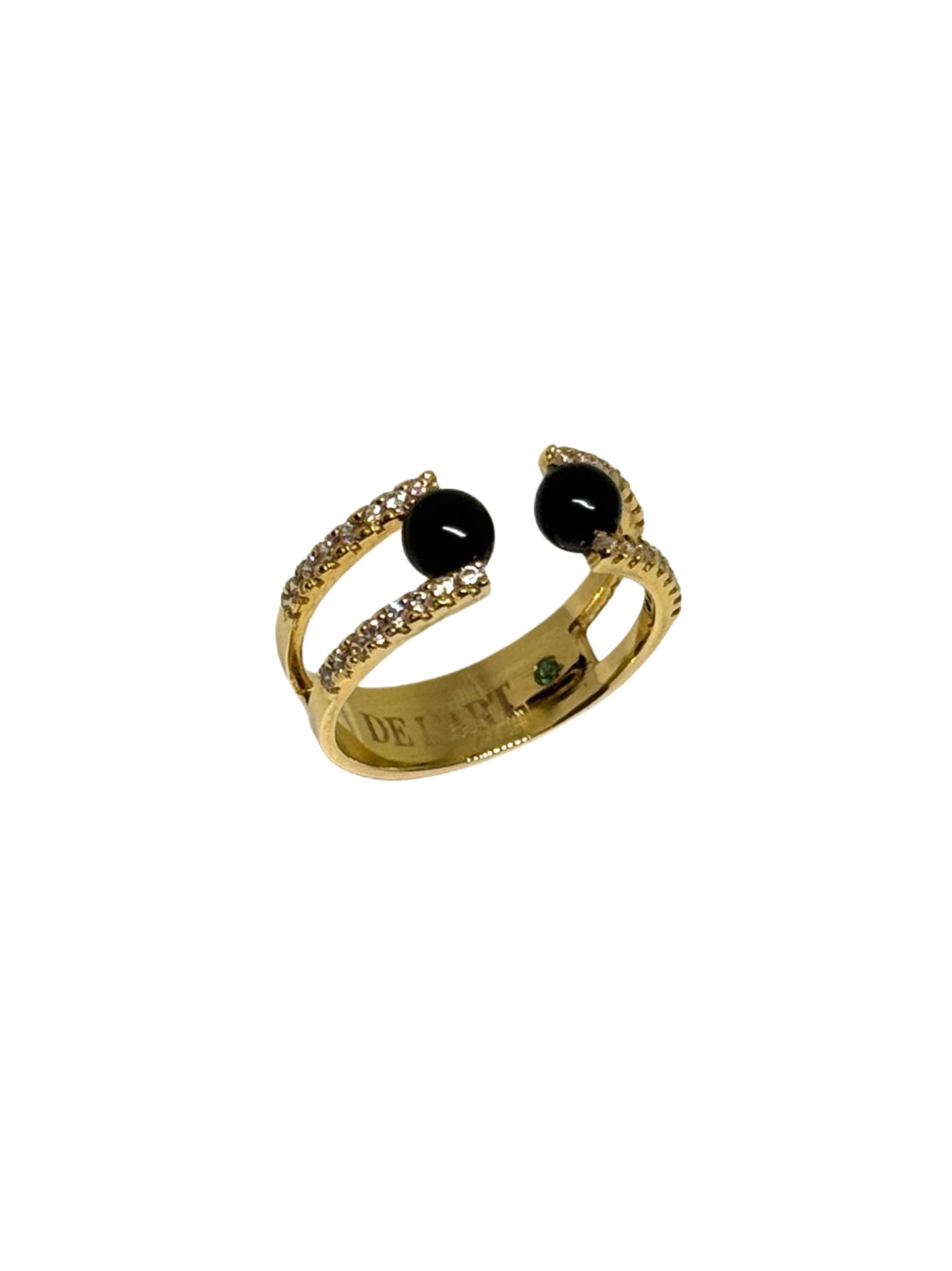 L’Univers De L’art - Custom 18k Gold Onyx Stones & Diamond Ring
