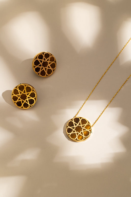 Arabie Earrings 18k Gold with Tiger eye